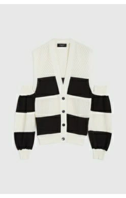 CUT OUT OVERSIZED V NECK CARDIGAN