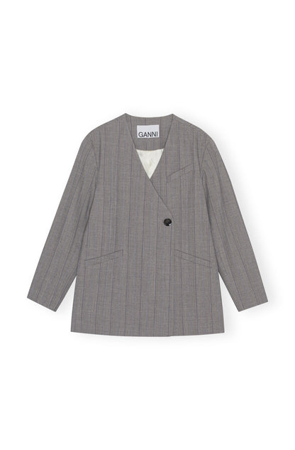 Herringbone Suiting Boxy Blazer
