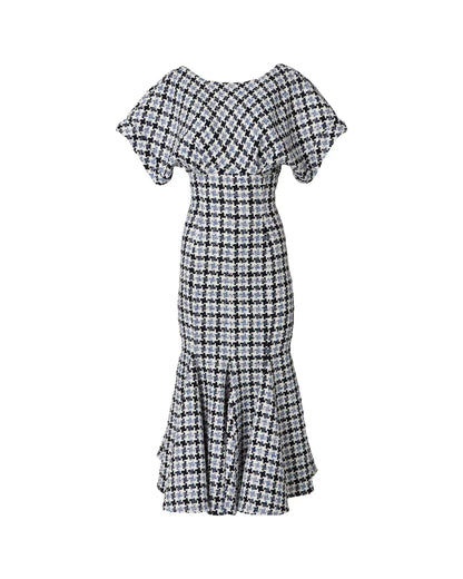 S/S FITTED MIDI DRESS W/ FLARE SKIRT HEM