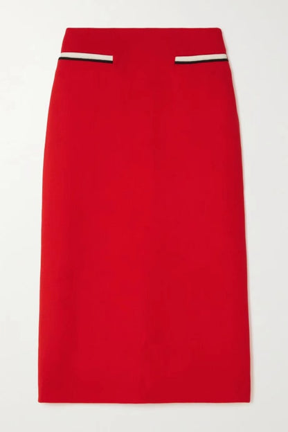 Wool Low-waist Long Skirt with Pockets
