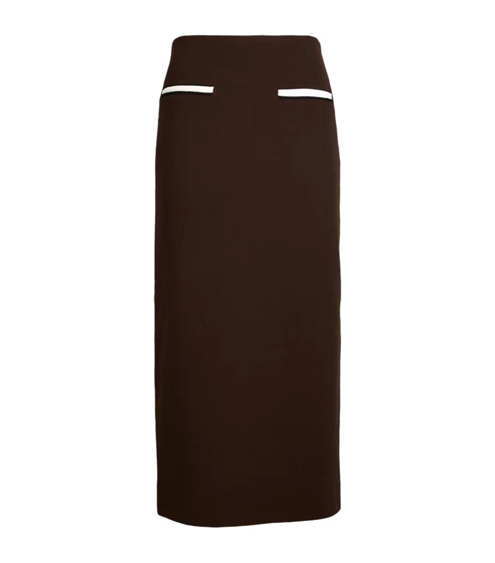 Wool Low-waist Long Skirt with Pockets