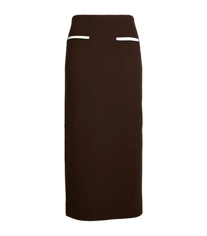Wool Low-waist Long Skirt with Pockets