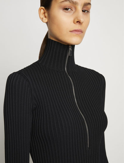 Viscose Rib Zip Sweater