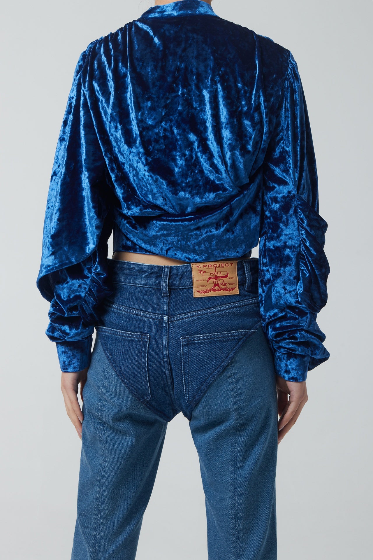 VELVET WRAP TOP ROYAL BLUE