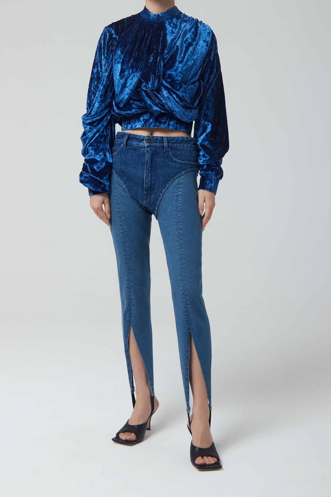 VELVET WRAP TOP ROYAL BLUE