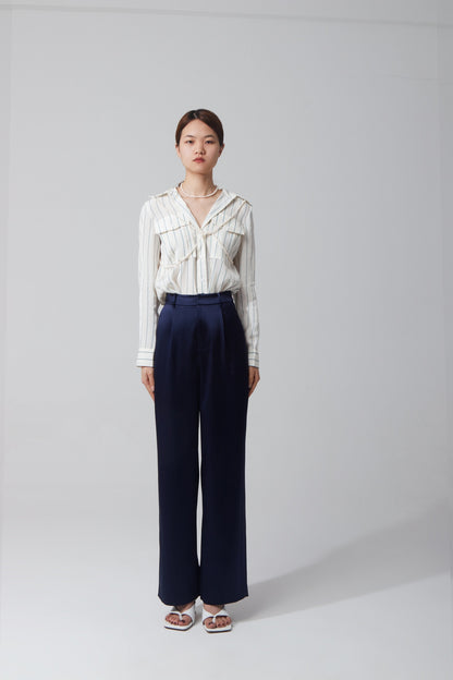 NAVY LOOSE TROUSERS