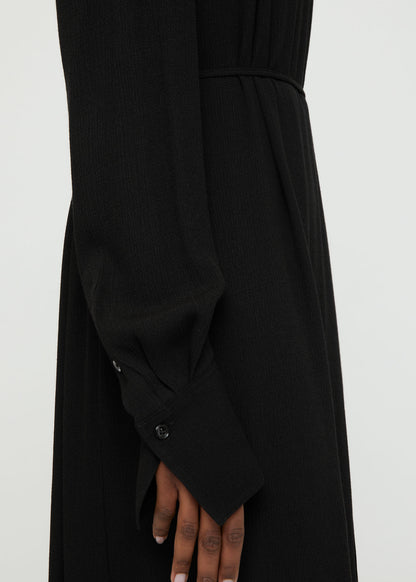 Gathered-Neck Crepe Dress