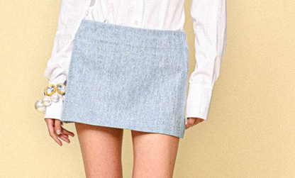 Pinstripe Strass Denim Mini Skirt