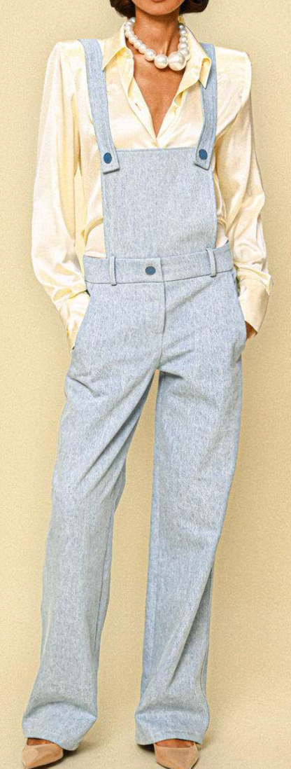 Low-waisted Denim Overalls