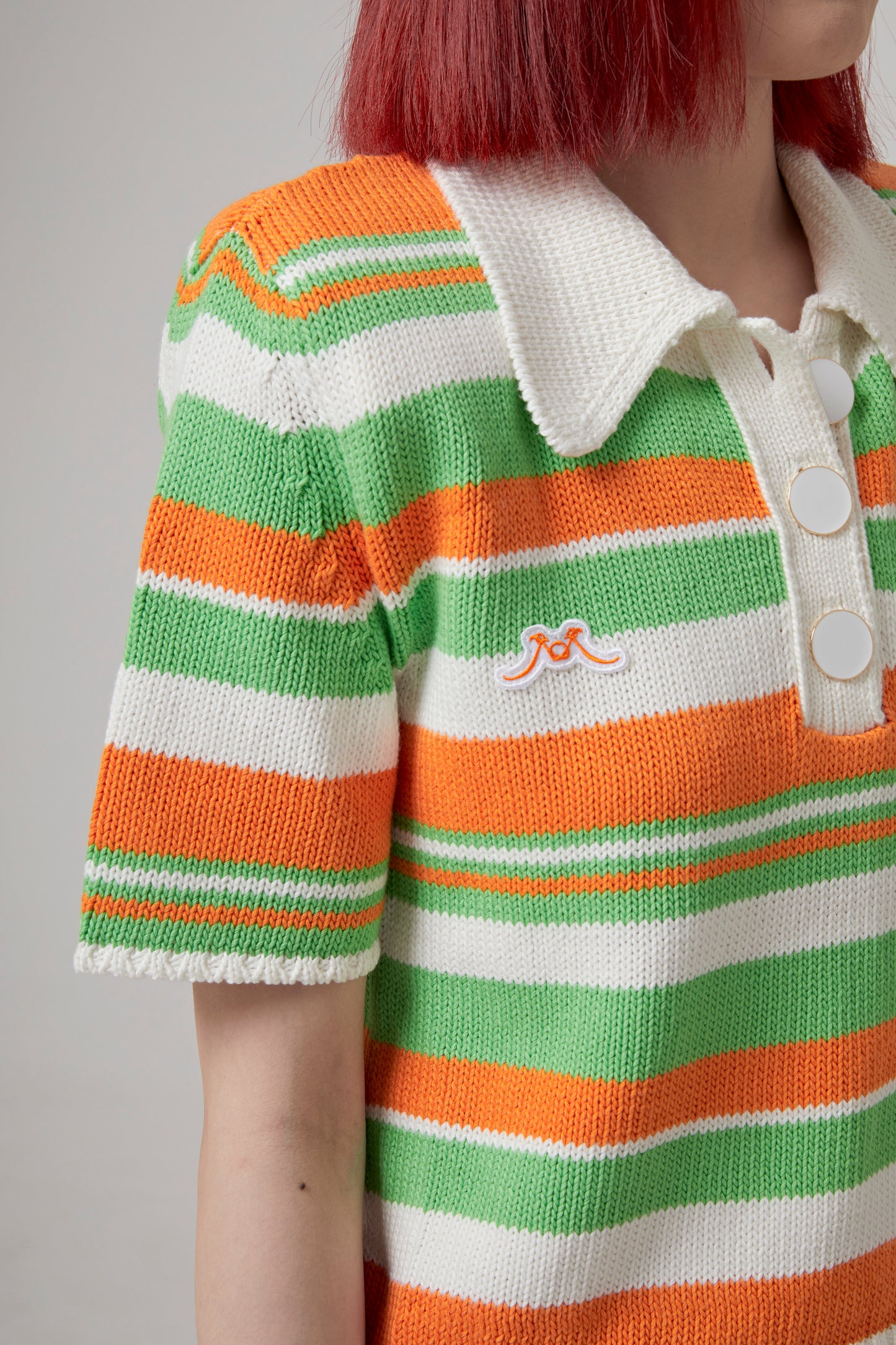 STRIPED COTTON KNITTED POLO