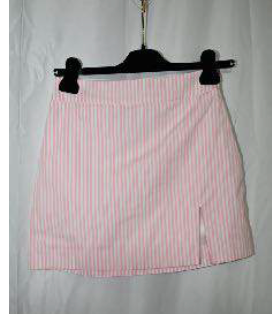 Striped Cotton Poplin Mini Skirt with Slit