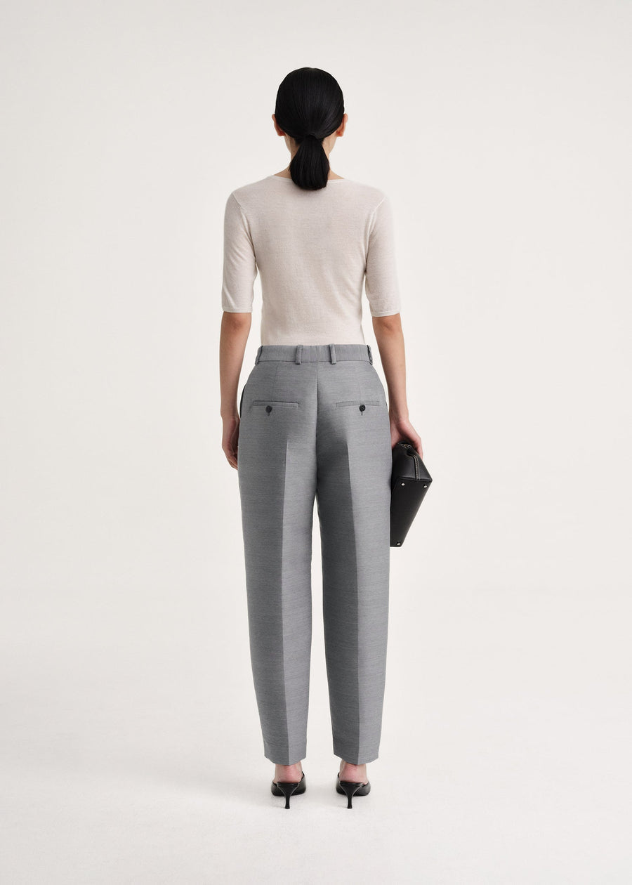 SEWN PLEAT COTTON WOOL TROUSERS