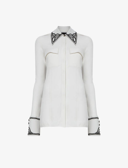 Cloque Jacquard Knit Shirt