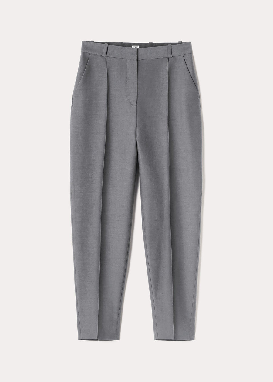 SEWN PLEAT COTTON WOOL TROUSERS