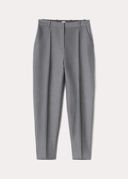 SEWN PLEAT COTTON WOOL TROUSERS