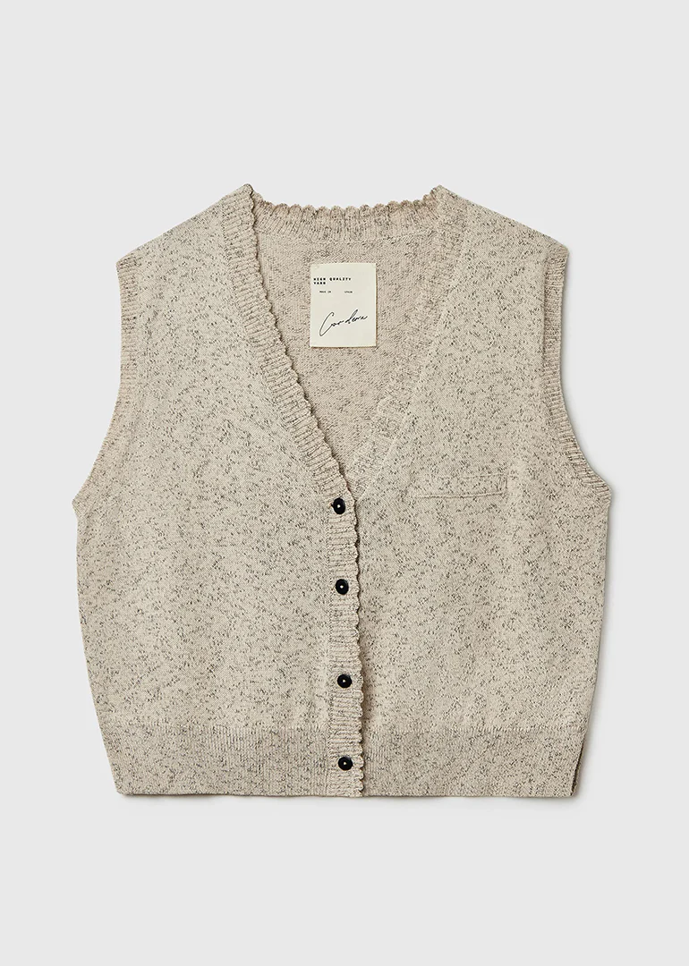 FLECKED COTTON WAISTCOAT NATURAL