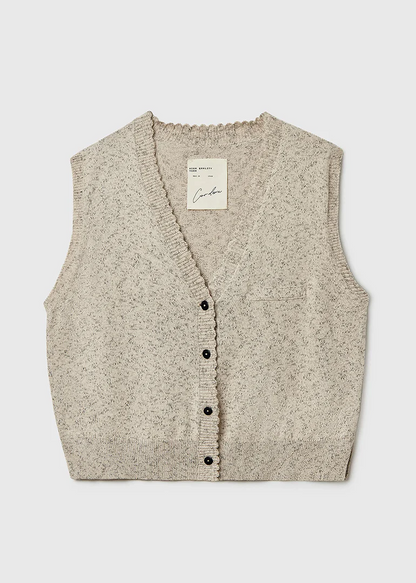 FLECKED COTTON WAISTCOAT NATURAL