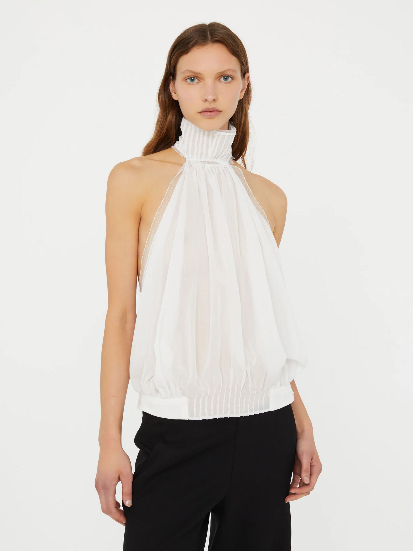 VANISHED PINTUCKED HALTER TOP
