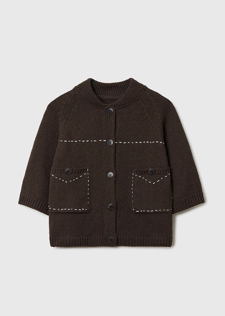 COTTON STITCHED TOP BROWN