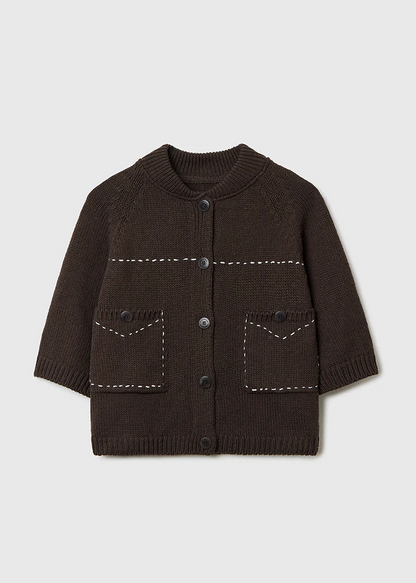COTTON STITCHED TOP BROWN