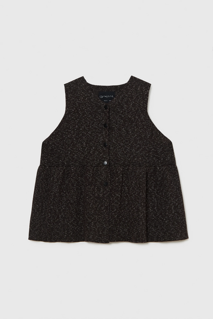 FLECKED COTTON PEPLUM TOP BROWN