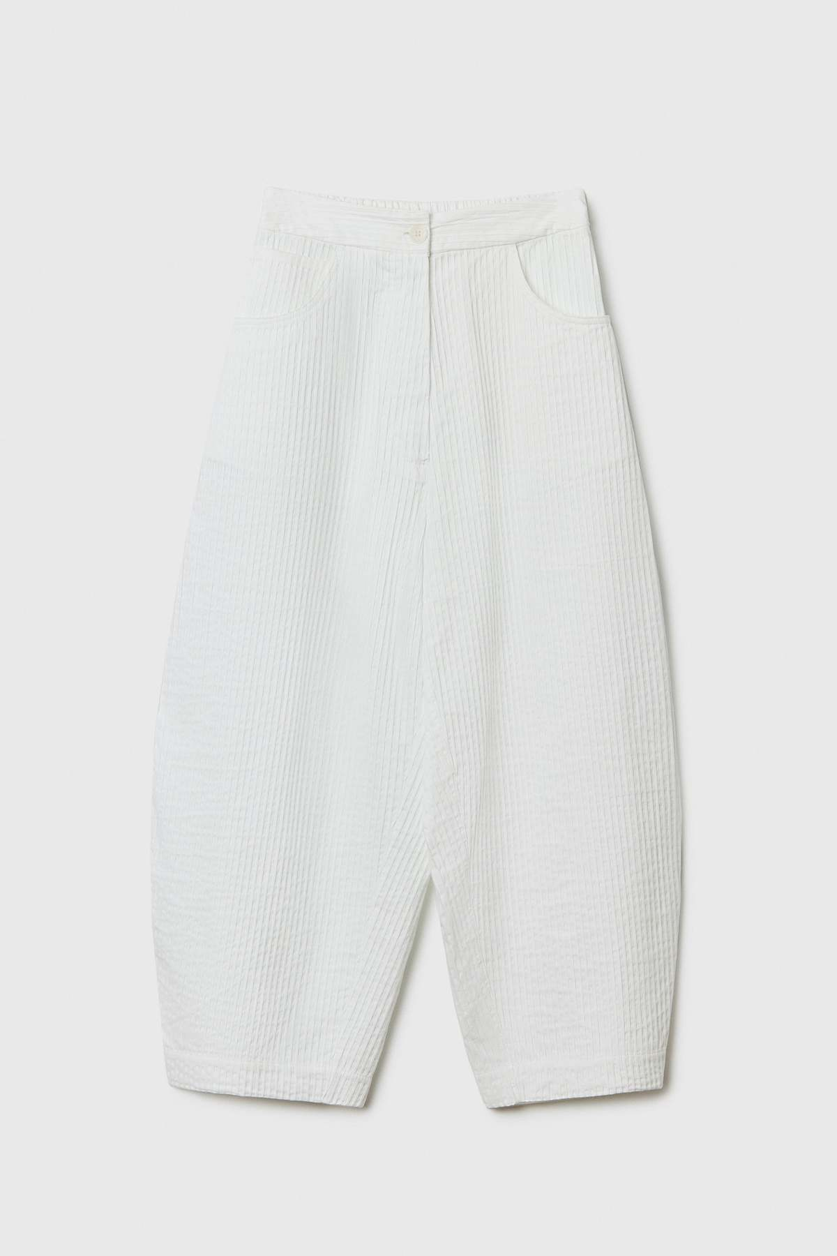 TUBULAR CURVED PANTS WHITE