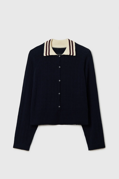 ORGANIC COTTON LONG SLEEVES POLO NAVY