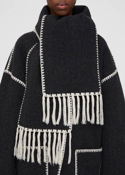 Embroidered scarf jacket