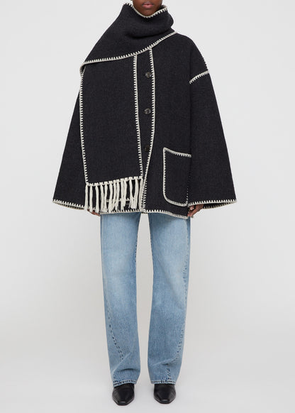 Embroidered scarf jacket