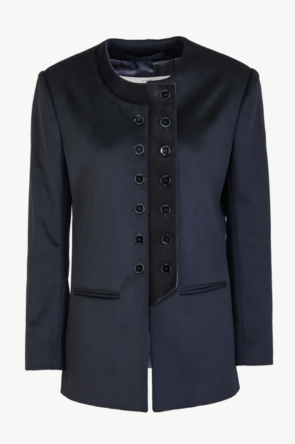THE LARA BLAZER CASHMERE AND SUEDE BLACK