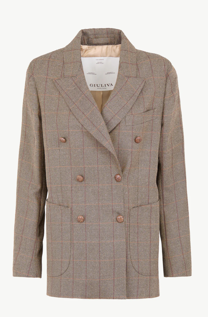THE CETTINA BLAZER WOOL CHECK BROWN