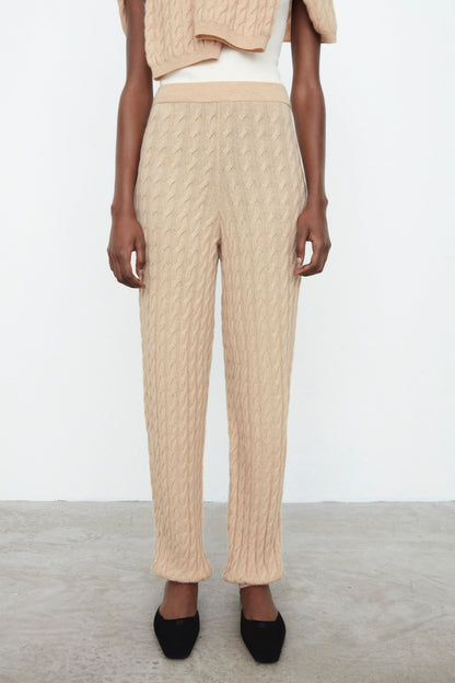 CABLE KNIT CASHMERE SLACKS