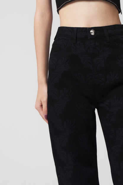 ALLOVER PRINTED SEMI BOOTCUT DENIM PANTS