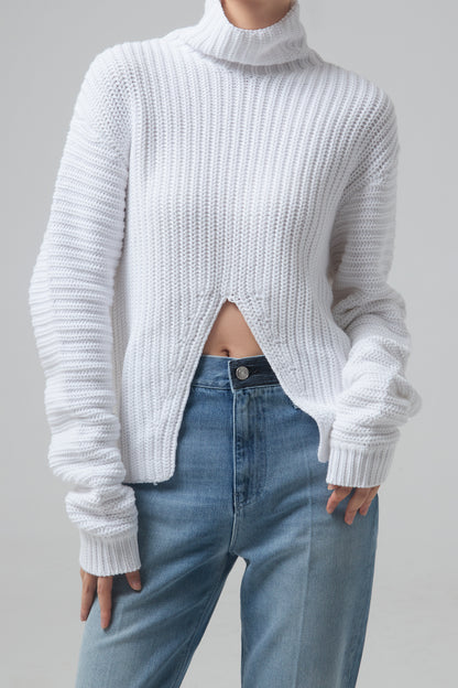 TURTLE NECK SWEATER WITH FRONT SLIT