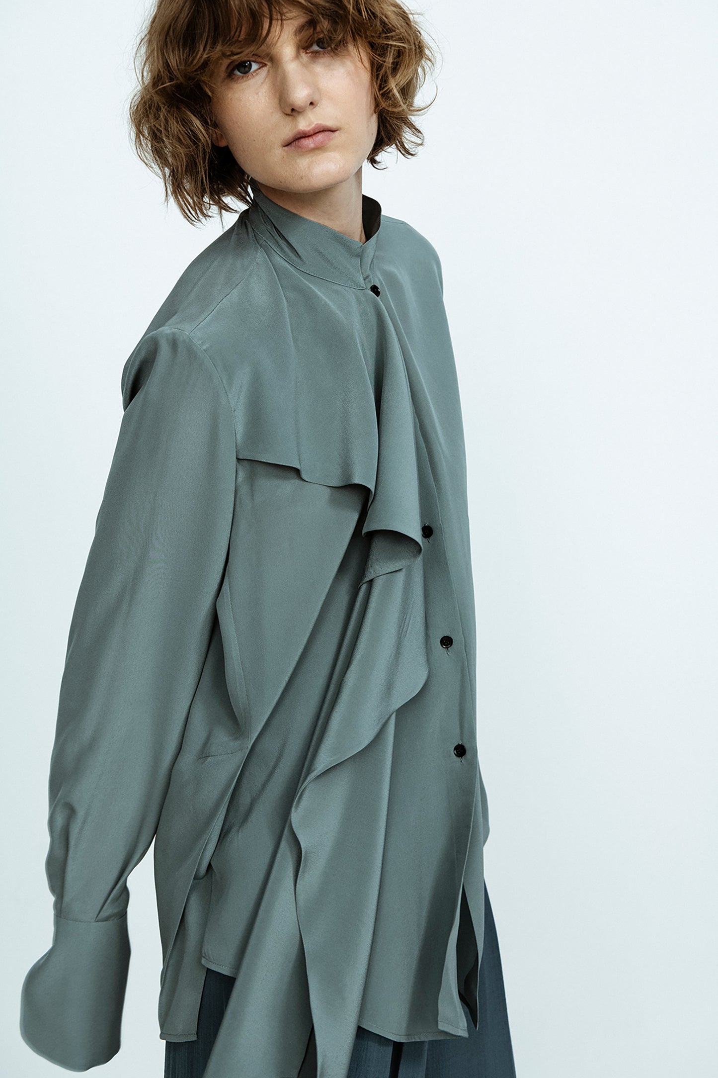 BLOUSE WITH FRONT DRAPE DETAIL