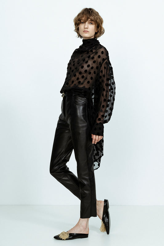SLIM-FIT LEATHER TROUSERS WITH BELT