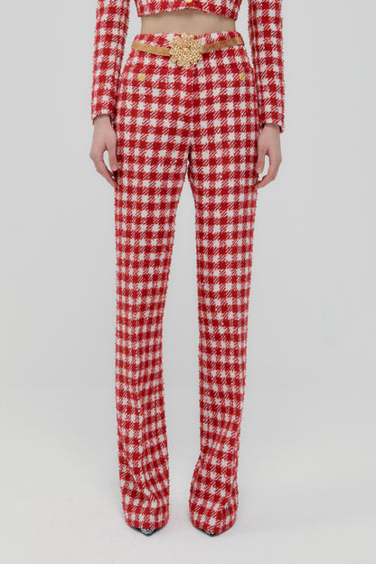 VICHY TWEED FLARED TROUSERS