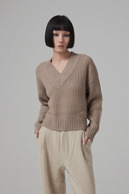 V Nk Ls-Luxe Cardigan Stitch