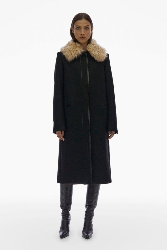 FUR COLLAR COAT.DENS
