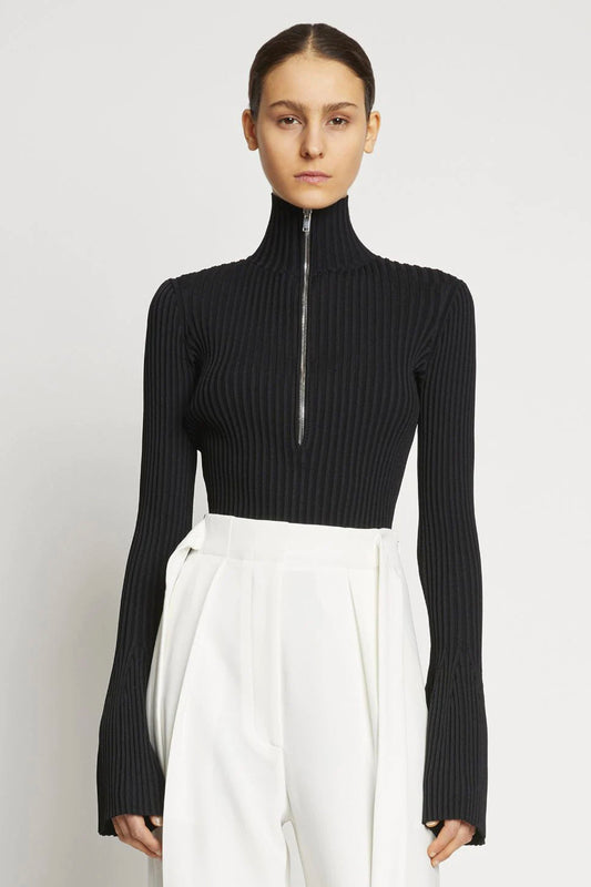Viscose Rib Zip Sweater