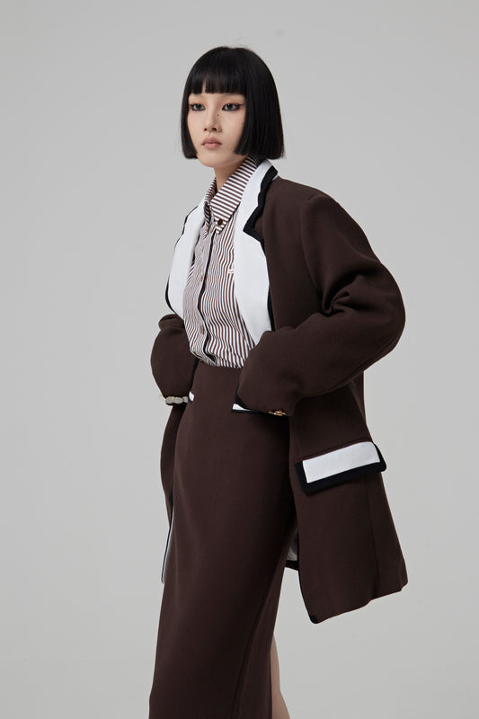 Wool Oversize Bi-color Tailored Jacket