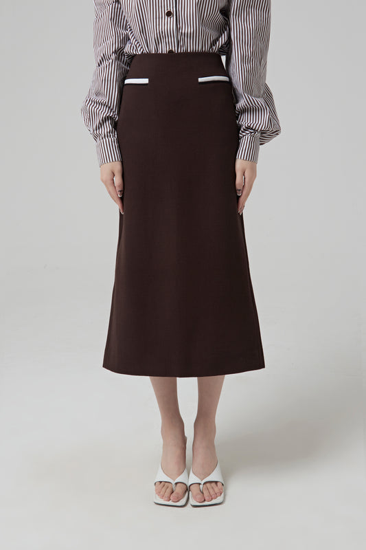 Wool Low-waist Long Skirt with Pockets
