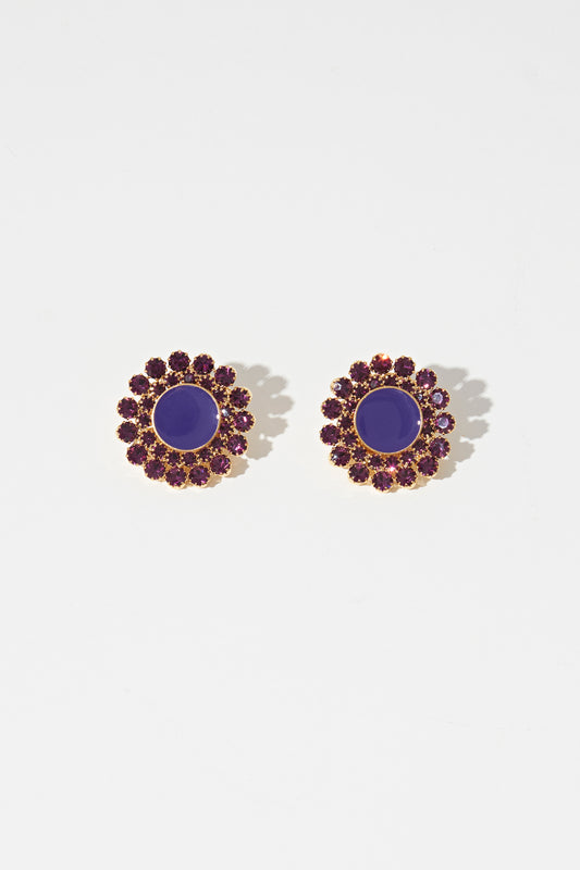 Lacquered Round Earrings with Mini Strass