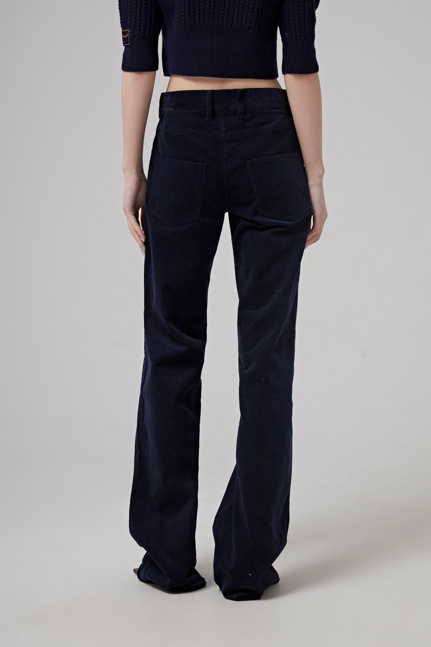NAVY WOMENS LOW-RISE CORDUROY LOOSE FIT PANTS