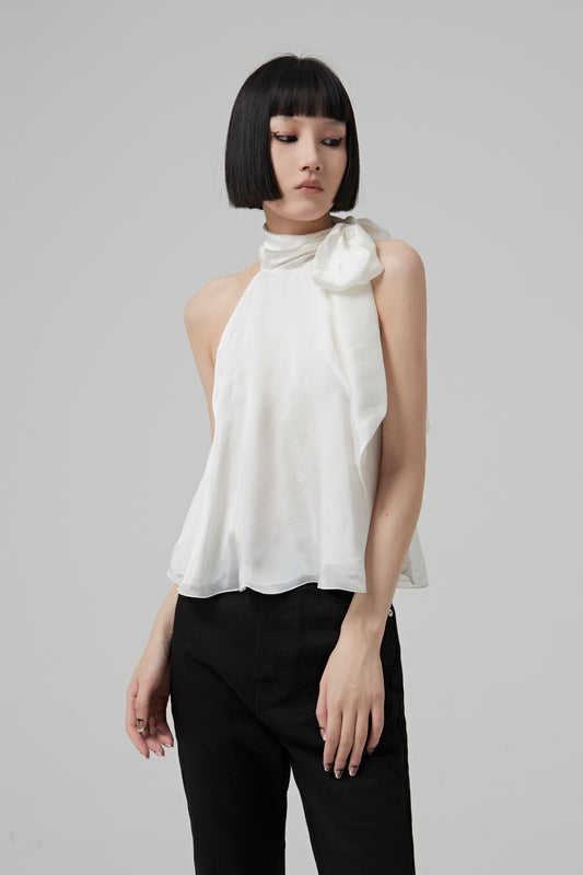 NECK TIE FLOWER CITY TOP