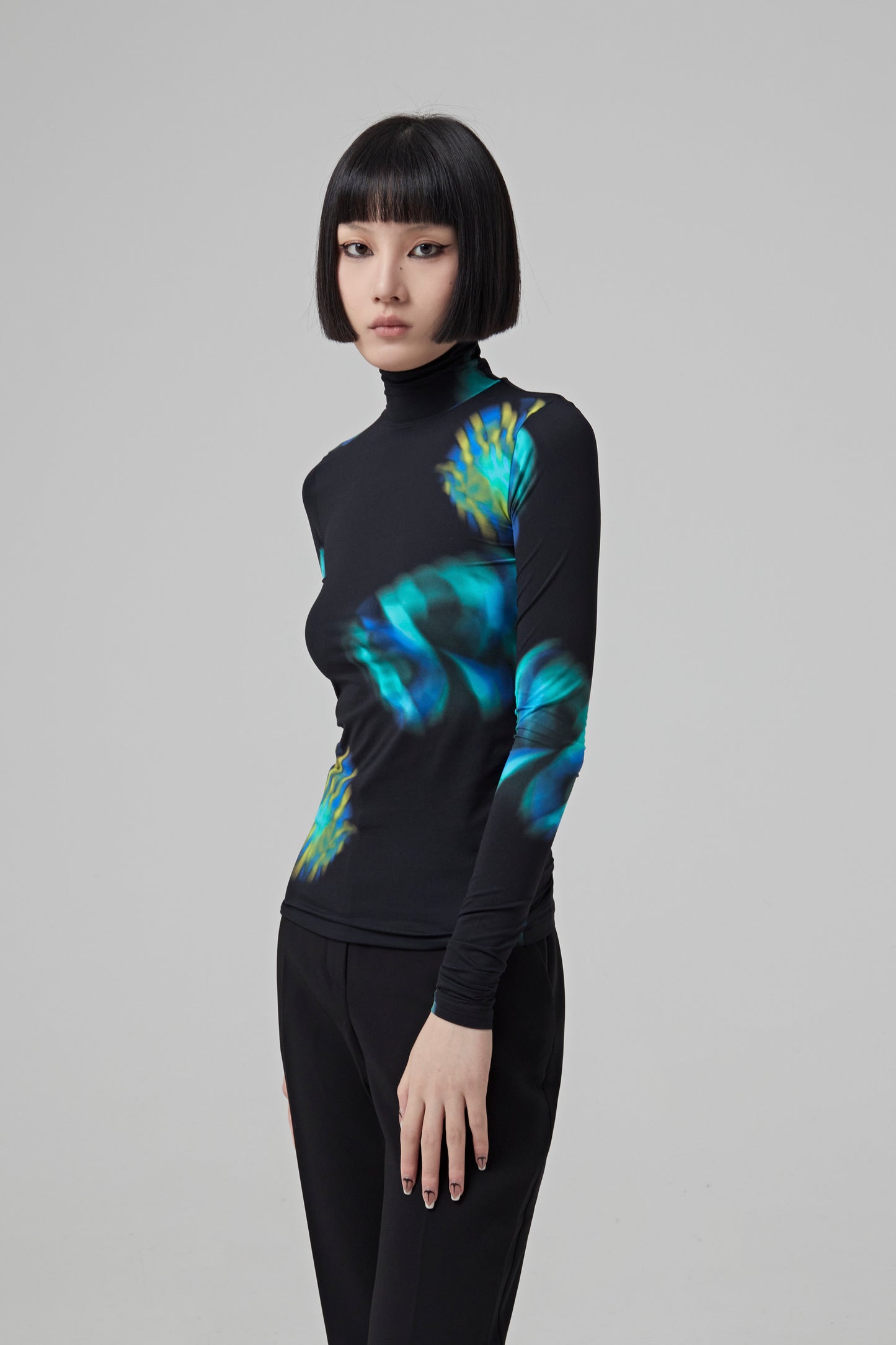 PRINTED SECOND SKIN LONG SLEEVES SHIRT IN RECYCLED POLYAMIDE