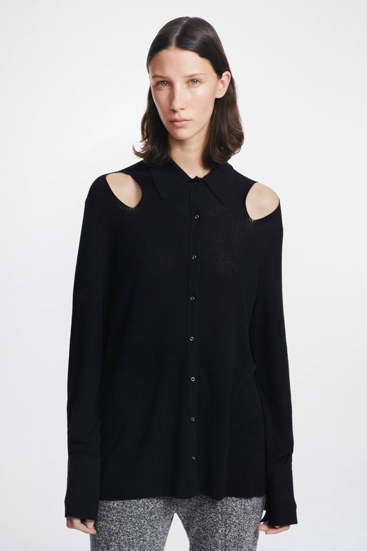 MERINO POINTELLE RIB SHIRT