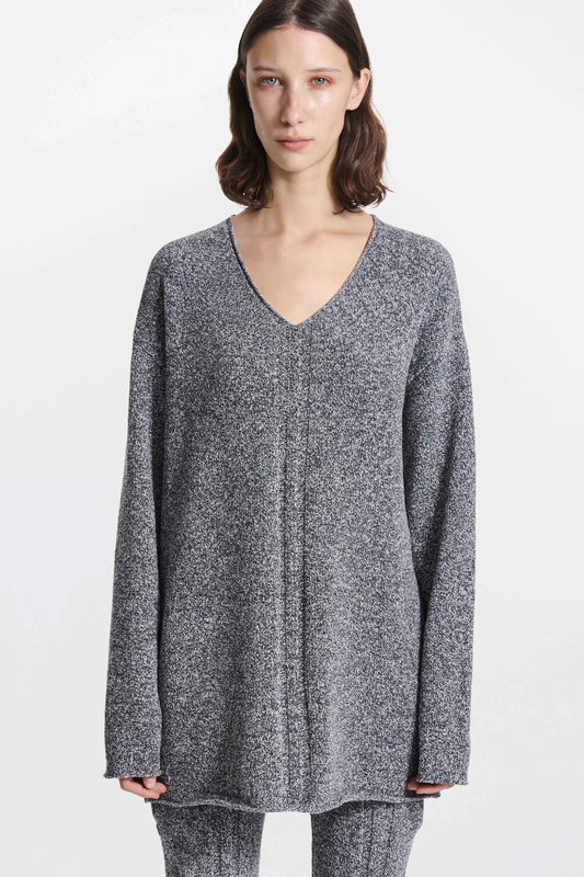 MARLED VELVET BOUCLE V NECK