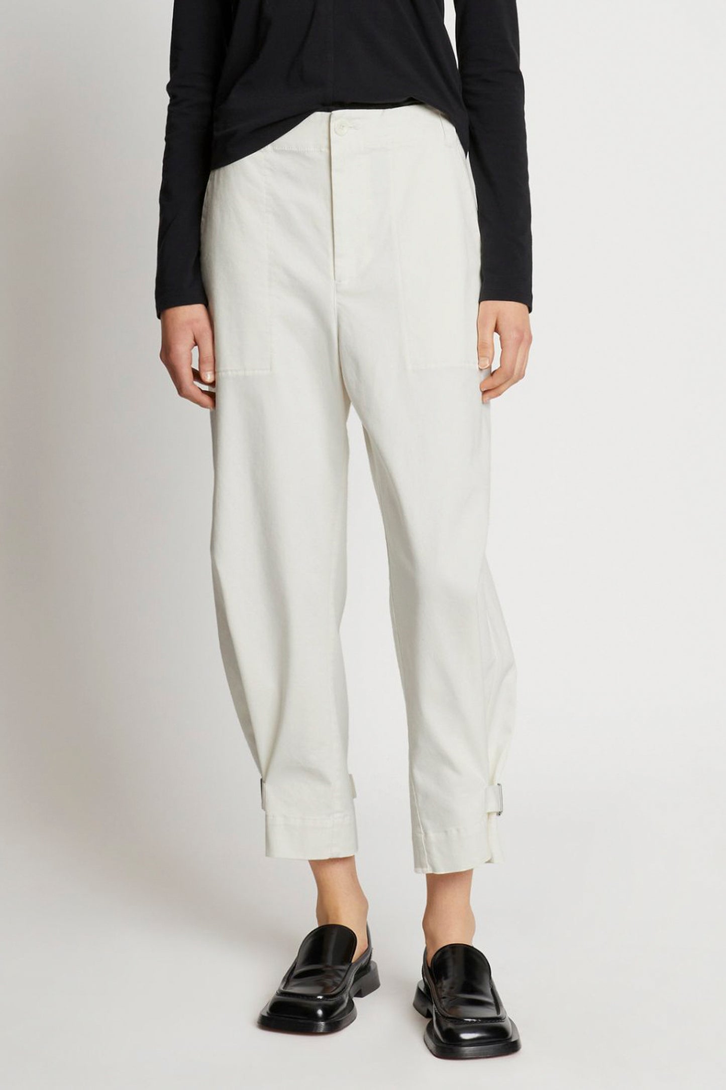 COTTON TWILL TAPERED PANTS