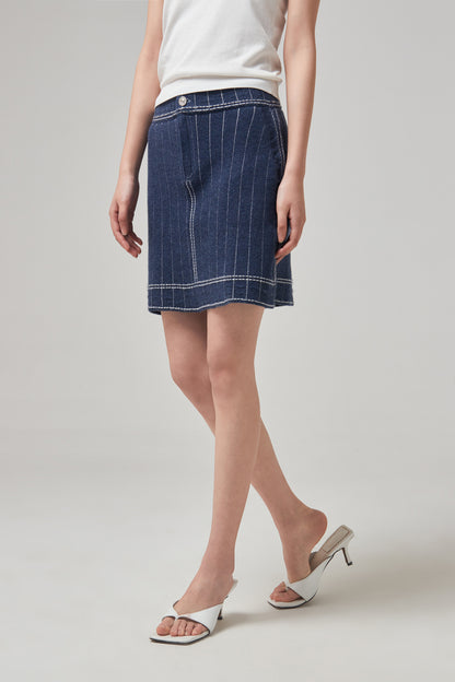 PRINSTRIPES DENIM SKIRT